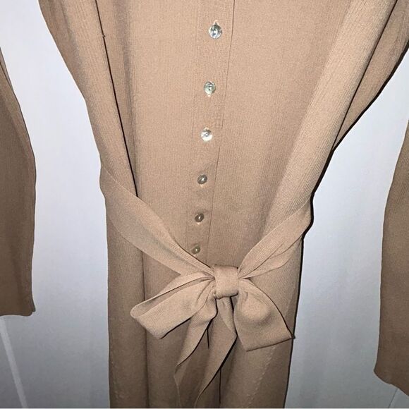 Apparalel Ribbed Knit Button Down Dress in Latte - Picture 3 of 6